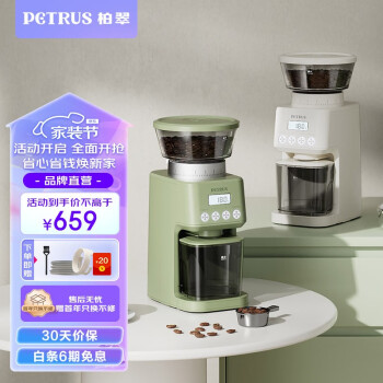 柏翠（petrus）电动磨豆机全自动咖啡豆研磨机家用小型意式手冲磨粉机 PE3755 绿色