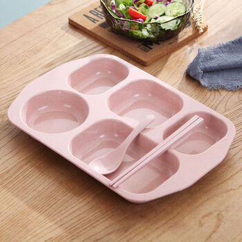 莱伏邦达小麦秸秆餐盘加深分格餐盘家用快餐盘子饭店餐盘大容量五格盘