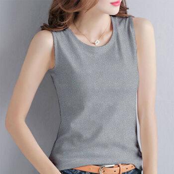 曼迪尚砍袖打底衫女士坎肩背心女白色纯棉无袖t恤女吊带夏季上衣打底