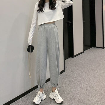 曼陀诺2023春秋新款运动裤女哈伦裤子直筒冬季宽松显瘦休闲束脚阔腿裤