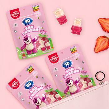 迪士尼联名4d水果果汁软糖草莓熊造型60g休闲零食糖果 草莓熊造型软糖