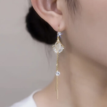 月随人 时尚气质银杏叶耳环女猫眼石扇形情人节生日礼物送女友老婆闺蜜 银杏流苏耳线