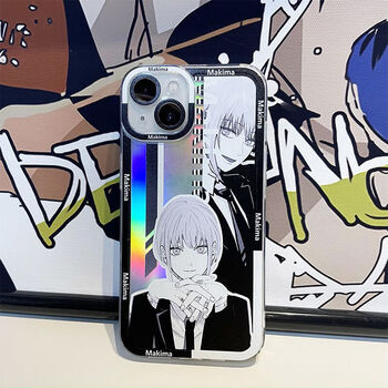 苹果14华为oppovivo小米电锯人黑白玛奇玛天使眼动漫手机壳防摔l 玛琪