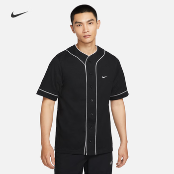 耐克nike男子速干棒球球衣春季新款运动柔软舒适fn2760010黑白白l