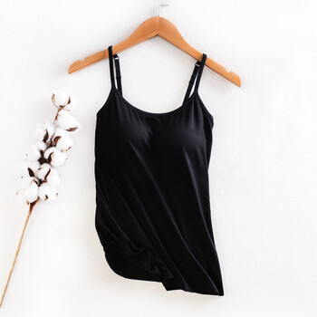打底背心带胸垫一体式内衣文胸内搭大码瑜伽家居女夏季黑色吊带款4xl