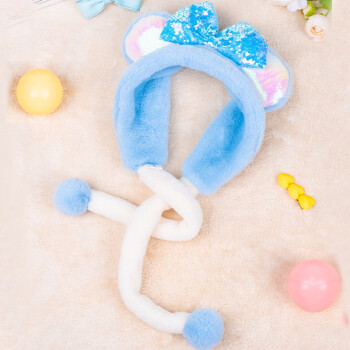 迪士尼 Disney 儿童耳罩可爱耳套冬季耳包护耳朵罩冬天耳帽 蓝色米妮耳罩