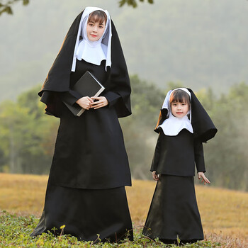 impresswit修女服cos圣母裙万圣节服装成人舞台演出服亲子连衣裙 修女