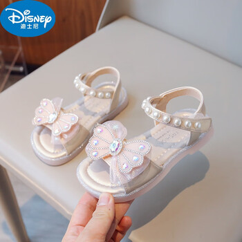 迪士尼(disney)女童凉鞋公主鞋软底宝宝鞋2024夏季新款小女孩水晶鞋小