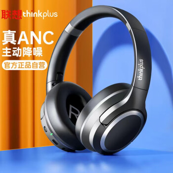 联想（Lenovo）TH40黑灰色 头戴式蓝牙耳机 无线主动降噪音乐网课耳机 游戏电竞电脑耳麦 适用于苹果华为小米