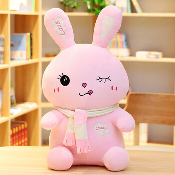 萌尚偶呆萌可爱围巾兔毛绒玩具公仔布娃娃玩偶送女孩七夕情人节生日