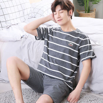 么琳睡衣男春夏短袖短裤套装夏季薄款男士睡裤大码青少年居家服可外穿