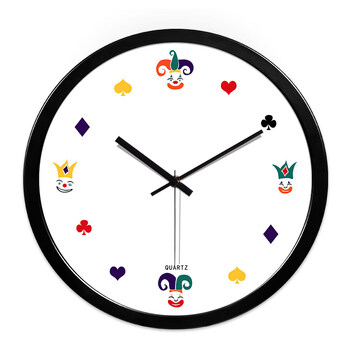 麻将挂钟麻将馆装饰客厅壁挂静音个性创意大号石英钟tao065扑克情缘黑