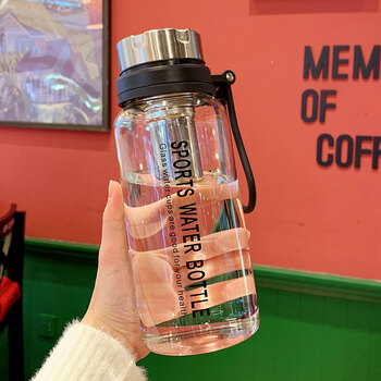 南暖2000ml大容量感玻璃杯高硼硅男士水杯户外便携泡茶大号杯子1000ml