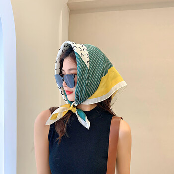 魅星紫盖头莎巾回族女人的套头纱巾沙漠小方巾丝巾法式头巾春秋女百搭