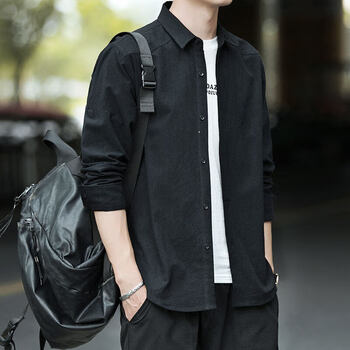 西域骆驼vancamel衬衫男士长袖外套秋季2019新款韩版潮流休闲秋装上衣