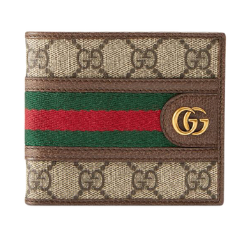 gucci古驰男女包ophidia系列双g红绿条帆布短款对折钱包59760696iwt