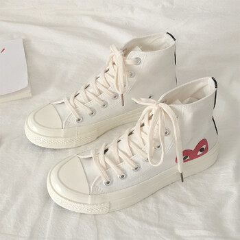 川久保玲联名板鞋1970s低帮爱心韩版ins帆布鞋情侣鞋 白色(高帮)