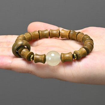 铂美家bomeijia阿根廷绿檀木竹节手串节节高升藏式文艺范檀香文玩手链