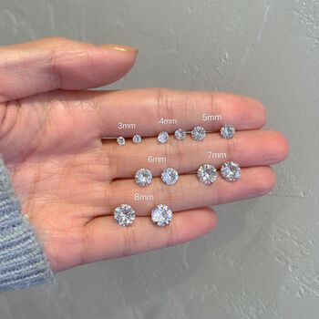 耳钻皓石耳钉单钻银耳骨钉耳饰简约百搭男女情侣款钻