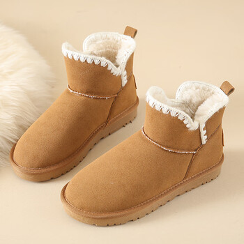 飞跃其乐雪地靴女冬2023年新款女款冬季加绒加厚保暖平底靴子短靴短筒