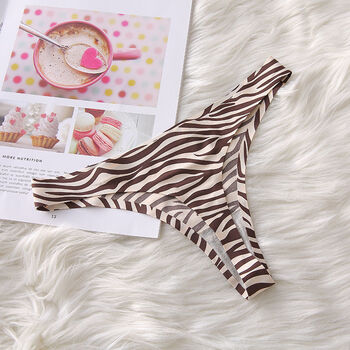 妙欲琳 丁字裤女低腰无痕薄透气辣妹豹纹丁字裤女迷人丁裤女小火辣