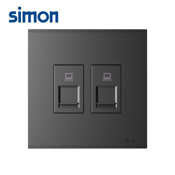 西蒙(SIMON)开关插座 网络插座面板双口 86型电脑网口插座 E6系列二位电脑插座 荧光灰色 725228-61