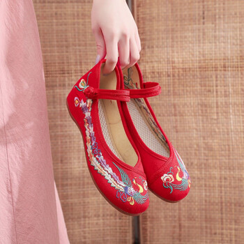 宾容苗族鞋子女鞋民族风绣花鞋坡跟鞋红色婚鞋广场舞蹈鞋汉服单鞋子