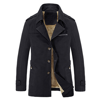 鸿星尔克春秋季新款男士风衣中长款韩版修身帅气休闲男士夹克纯棉