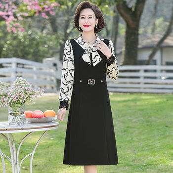 禾纾小个子女式连衣裙高档高端大气春秋款4049嵗春季新款时尚黑色5xl