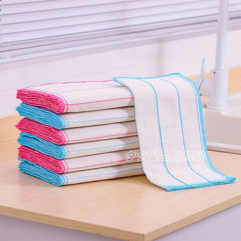 特厚款12层家用抹布厨房用品不沾油洗碗巾百洁布清洁巾吸水洗碗布8层4