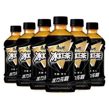 康师傅冰红茶1l*12瓶整箱0卡风味茶饮料夏季饮品新日期速发 330ml*6瓶
