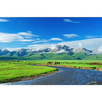 山水畫貼紙內蒙古大草原牆貼背景牆紙貼紙大自然風景自粘山水畫裝飾貼