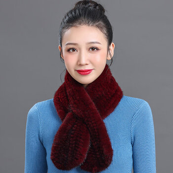 乞狐围巾女冬天新款保暖水貂毛围巾双面编织皮草围脖貂毛围巾韩版时尚