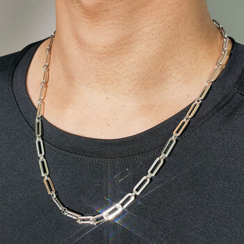 55cm长5>珍彬铂金素链pt950项链网红古巴链款嘻哈潮男配饰白金包银999