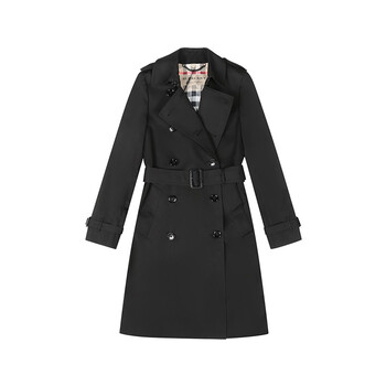 博柏利/巴宝莉 burberry 女款聚酯纤维长款风衣外套 8008977 黑色 06