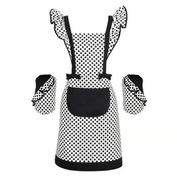 鸥彬韩版女围裙家用厨房韩式花边卡通袖套头巾北欧风做饭罩衣女时尚