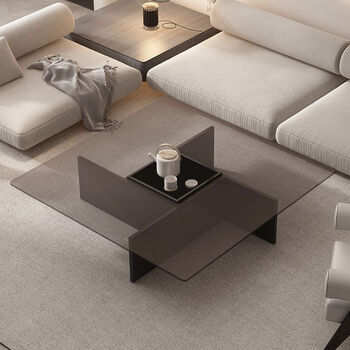 咏鹅简约现代极简意式茶几茶桌轻奢民宿客厅家用钢化玻璃小户型正方形