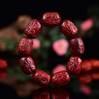 语森忆施华洛世奇锆印度手串个性diy雕刻大红枣手链男女款枣珠佛珠