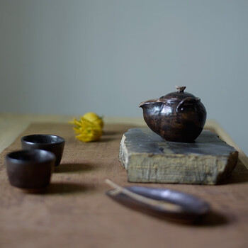 hywlkj柴陶粗陶土陶纯手工宝瓶壶日式手抓壶功夫茶具盖碗陶瓷茶壶150
