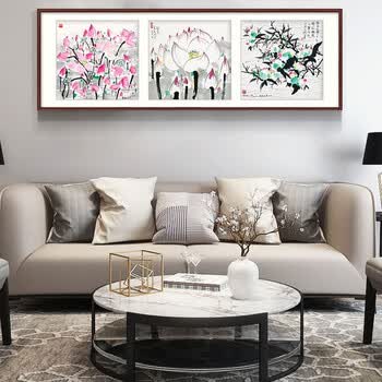 立上头新中式客厅装饰画吴冠中江南水乡水墨画卧室床头挂画风景壁画横