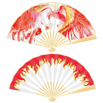 霸气流苏绢扇学生汉服中国风折扇网红复古双面定制折扇 朱雀 流苏(红)