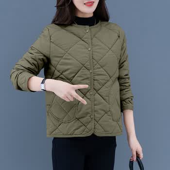 浪莎女士小棉袄轻薄短款复古夹棉外套2022年冬季新款百搭菱格棉衣棉服