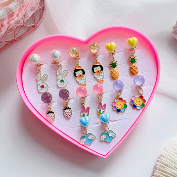 儿童耳环耳夹无耳洞宝宝公主可爱女孩女童走秀假耳坠首饰耳钉饰品a款