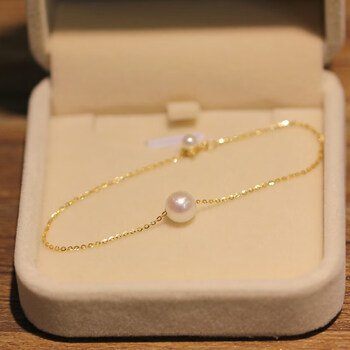 周六福贝壳珠手链银简约气质强光百搭珠宝首饰礼物夏日女闺蜜珠珍珠