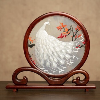 苏州刺绣摆件手工双面绣装饰品创意中式台屏桌面摆台国风商务礼品款式