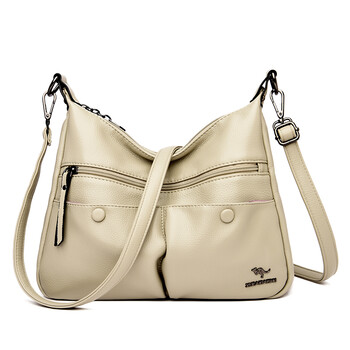 袋鼠轻奢高端品牌真皮挎包女新款包包中老年妈妈包软皮大容量单肩斜