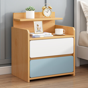 立太 床头柜置物小架子迷你小型简易家用卧室床边小柜子储物收纳柜 【升级双抽款】北欧枫木色