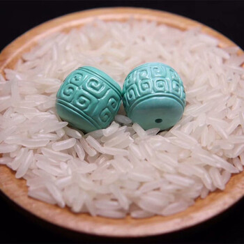 秋柚 绿松石高瓷雕刻回纹珠圆珠老型桶珠鼓珠手串手链顶珠配饰618活动