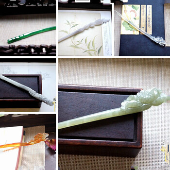 玉簪超长玉簪子各种玉古典玉簪超长大发髻盘发汉服旗袍sn3942岫玉大