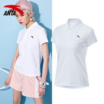 安踏短袖t恤女2019新款夏季官网polo衫白t速干衣休闲运动上衣体恤